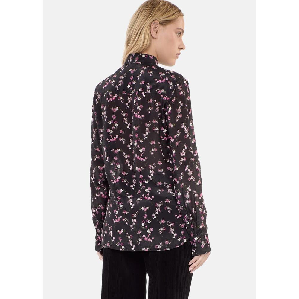 B35 The Kooples Silk Blend Blouse Womens US 4 Floral Button Down Work Office - Picture 2 of 12